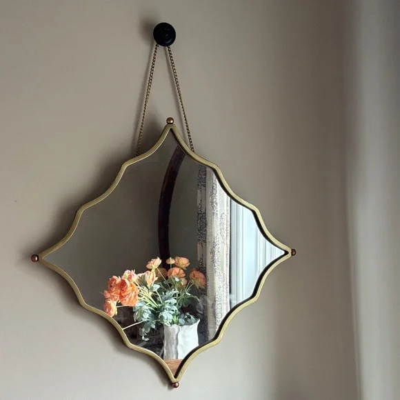 Anthropologie Gold Scalloped Diamond Wall Mirror - Picture 1 of 3